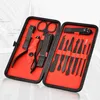 12pcs Stainless Steel Nail Clipper Kit Manicure Plier Tweezer Scissor Ear Pick Set Professional Grooming Kit With Storage Case Black Color