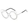 Nuevo diseño de moda Sexy ojo de gato gafas de sol mujeres lentes redondos revestimiento espejo reflectante diamante decoración gafas sombras femeninas UV400