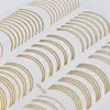 Nail Art Stickers Women Lady Paper 3D Gold Nails Sticker Dekaler Manicure Decor 8 stilar 10st