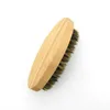 Natural Boar Hair Bristle Beard Mustasch Brush Rakningskam Ansikt Massage Rund trähandtag Handgjorda borstar5128131