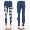 Blå mode rippade jeans kvinnor plus storlek pojkvän jeans dam sexig byxa capris denim elastisk bomull rak byxa hög midja6703637