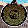 Elephant Bohemian Tassel Tapestry Black 150cm Round Beach Towel Large for Adults Microfiber Toalla Absorbent Blanket Mats9931503