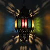 Morocco Glass Iron Pendant Lamp Mediterranean Colorful Gates Corrider Hallway Balcony Dining Room Hanging Lights