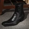 Nouveau 2019 haute qualité en cuir véritable homme bottes talons carrés hiver/automne bottes homme motif poisson noir, EU38-46