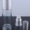 Nieuwe 30ml navulbare vacuümcontainers airless lotion pomp fles met zilveren pomp aluminium boven dop LX2267