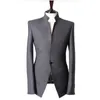 Mandarin Collar Gentlemen Mężczyźni Garnitury Kurtka Handmade Wedding Groom Tuxedos Vest Men Custom Made Suit Kurtka