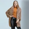 New Fashion Faux Rabbit furry Coat female suit collar loose rench Twinter Overcoat female Women Faux Fur Coat