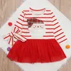 Baby girls Christmas lace dress Children Santa Claus stripe princess dresses Autumn fashion Boutique Xmas Kids Clothing with headband C5509