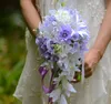 Artificia Bouquet da sposa con fiori da sposa artificiali in rattan bouquet da sposa Decorazioni di nozze Giglio artificiale rosa WQ32