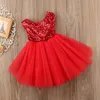 Zurück Aushöhlen Kleine Mädchen Kleider Mode Patchwork Online-Shopping Princess Tulle Paillettenabrissball Kleid 18032401