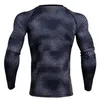 New 3D impresso camisetas Camisa de compressão dos homens camisa de manga longa térmica Camiseta Mens Fitness Bodybuilding Pele apertado Tops secos rápidos
