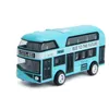 HT Diecast Alloy London Ônibus de dois andares, brinquedo modelo de carro turístico, pull-back, ornamento, para presente de aniversário de criança de Natal, coletar, 2-1