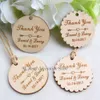 100pc personnalisé gravé "Merci" étiquettes de mariage rond cercle en bois étiquettes volantes mariage rustique nuptiale douche faveurs étiquette 39mm