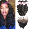 Malaysiska Virgin Hair Extenisons Lösa vågbuntar med 13x4 spets frontal 4st / mycket mänsklig hår kroppsvåg djup våg rakt hår 8-28 tum