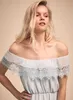 Bhldn Light Blue Sky Bruidsmeisjes Jurken Off The Shoulder Lace Maid of Honour Jurken Custom Made Chiffon Wedding Gast-jurk