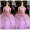 Sweet 16 Ages Gown Kant Quinceanera Jurken Bateau Hals Floral Tule Bodice Lange Prom Dresses Pageant Formal Party Ball Custom