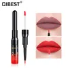 Qibest 2 en 1 imperméable liquide mat rouge à lèvres longue durée velours brillant à lèvres Double tête rouge à lèvres Lipliner beauté lèvres maquillage