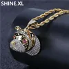 Hip Hop Animal Neckalce Two Color Tone Iced Out Cubic Zircon Bulldog Hanger Ketting Bling Party Sieraden