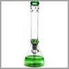 Hookahs New Beaker Bong, fantastisches Design, grünblaue Basis, Wasserpfeife, Eisfänger, 14–18 mm Unterrohr, hohe 15-Zoll-Bongs