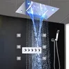 Sistemi doccia a pioggia di lusso Soffione doccia a LED nascosto Rubinetti a cascata per massaggio Getti spray per il corpo da 4 pollici per set doccia da bagno