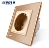 Livolo EU Standard Power Socket, White Crystal Glass Panel, AC 110~250V 16A Wall Power Socket, VL-C7C1EU-11