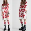 Sonbahar Amerikan Tarzı Özel Kadın Elbise YENI 2018 Rahat Gevşek Streetwear Hip Hop Kısa Kollu Mektup T gömlek Elbiseler Rahat sokak elbise