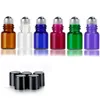 50pcs/Lot 2ml Glass Roll On Bottles Amber Blue Clear Pink Green With Stainless Steel Ball Black Cap for Essential Oil