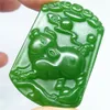 Natural Verde Jade Pingente Colar Porco Chinês Zodíaco Amuleto Lucky Pingente Coleção Verão Ornamentos Natural de Pedra Gravura