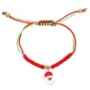 Bracelets à maillons faits à la main pour femmes, cadeau de joyeux noël, corde rouge et verte réglable, à breloques, à vendre