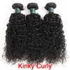 Kinky Curly Human Hair Buntar med stängning Bästa kvalitet Brasilianska Peruanska Virgin Remy Hair Weave 3 buntar med 4 * 4 Lace Closure Extension