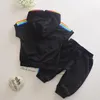 Çocuklar Yaz Pamuk Giyim Bebek Erkekler Şeker Renkli Hoodies Kısa 2 Pc/Set Çocuklar Kısa Kollu İkizler Takip