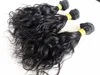 Mode brasilianska mänskliga jungfru remy hår naturligt våg hår inslag mänskligt mjuka dubbeldragna hårförlängningar obearbetad naturlig svart färg
