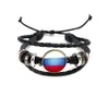 Party Supplies DIY Punk Läder Armband Kvinnor Män Charm National Flag Bracelet World Cup Fotboll Sport Party Decoration Presenter WX9-501