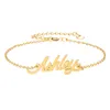 Pulseira com pingente de nome "Ashley" para mulheres banhado a ouro 18k em aço inoxidável gravado personalizado pulseiras charmosas presente de natal