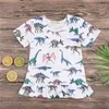 Mode 2018 Kinder Mädchen Kleidung Baby Mädchen Rüschen Dinosaurier Mini Kleid Baumwolle Casual Sommerkleid Kurzarm Lose Kleinkind Mädchen Kleid 0-4T