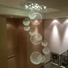 Candelabro moderno con forma de gota de lluvia, lámpara de cristal grande con 11 lámparas de techo de esfera de cristal, 13 luces de escalera de techo empotradas GU10