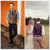 Formal personalizado marrom colete de lã lã espinhabone noivo coletes britânico estilo homens terno magro fit vestido casual