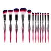 Le plus récent 12 pièces/ensemble de pinceaux de maquillage rouge ensemble de pinceaux de maquillage en fibre de nylon Kit de fond de teint fard à paupières correcteur de sourcils pinceaux cosmétiques