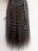 Sufaya Full Head Brasilianska Human Virgin Remy Kinky Straight Drawstring Ponytail Hårförlängningar Natral Svart Färg 1B Färg 150g En bunt