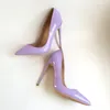新しい紫色の漆塗りの尖ったハイヒールの靴12cmスーパーハイヒールのファッショナブルなセクシーな女性の靴、33~45ヤード。