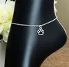 20st / lot Silver Chain Paw Print Ankel Anklet Armband Barefoot Sandal Beach Foot DIY Smycken Ny