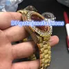 Montres à diamants pour hommes, en acier inoxydable doré, à visage rouge, style hip hop rap, montre de sport à la mode