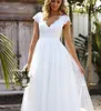 Abiti da sposa corti in pizzo vintage Tulle Modest Capple Maniche V Neck Bohemian Beach Garden Abiti da sposa 2019 Anke Long Vestido de N346677