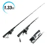 133/158 CM Telescópica Mini Vara De Pesca Dobrável Pólo Combo Carretel De Fibra De Vidro Isca de Pesca Rod Spinning Fish Tackle Set Paz