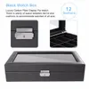 2018 12 slots kolfiber smycken display watch box case lagringshållare höggrad svart stor caixa para relogio saat kutusu9118932