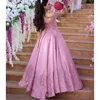 Aabic Dubai стиль розовый вечерние платья мода с плеча выпускного вечера платье элегантных вечерних вечерних платьев