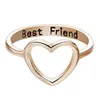 Anello da donna in argento a forma di cuore con lettera incisa creativa di nuova moda ''Best Friend''