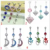 Vrouwen maan ster kristal buik knop ringen vlinder bloem buik navel piercing roestvrij stalen lichaam piercing barbell bruiloft cadeau