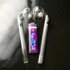 Fumando tubo mini cachimbo de vidro bongs de vidro colorido em forma de metal colorido fulcrum prolongado panela curva longa