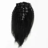 10pcs 120g Kinky Straight Clip In Human Hair Extensions Brazilian Remy Hair 100% Human Natural Hair Coarse Yaki Clip Ins Natural Black